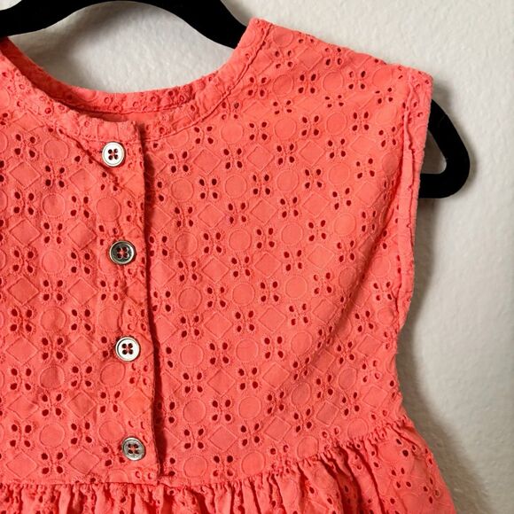 Cat & Jack Dress Girls 2T Orange Eyelet A-Line Mid Pullover Roll Cuff - Picture 3 of 8